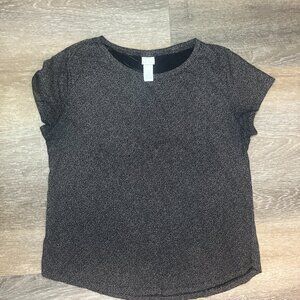 H&M Black and White Textured Knit T-Shirt - Size M